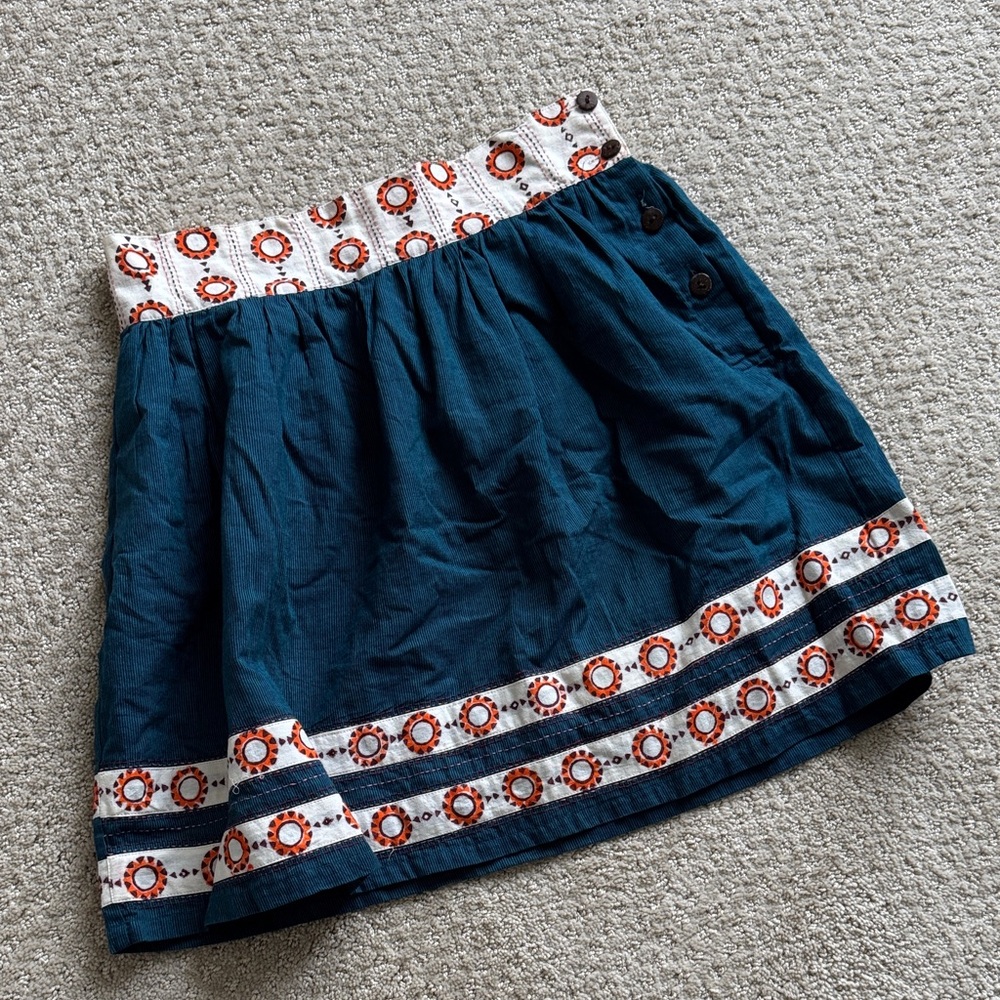 🟢 5/$25 Mata Traders 100% Cotton Mini Skirt In Dark Blue w/ Buttons Boho Design